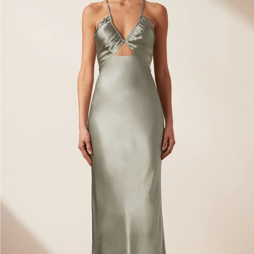 Shona Joy La Lune Ruched Bodice Midi Dress - Sage